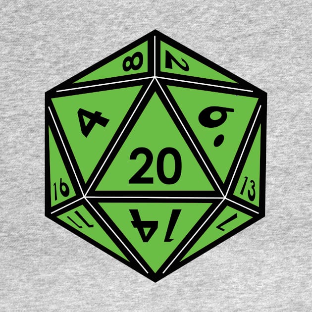 (Pocket) Green D20 Dice (Black Outline) by Stupid Coffee Designs